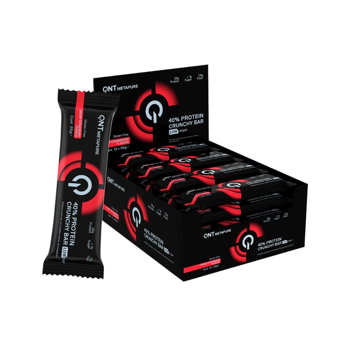 Caja de 12 Crunchy Bar Fresa 65 gr QNT